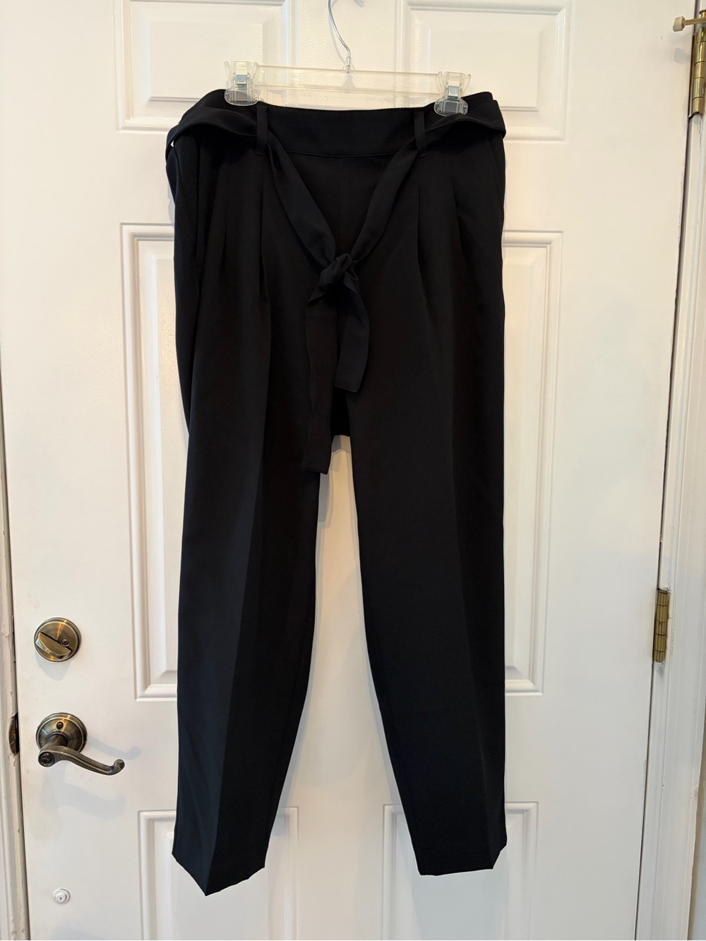 LOFT Black High-Waist Tie-Belt Trousers